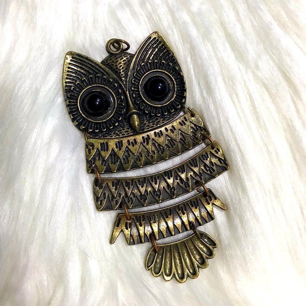 Brass Boho Style Owl Charm